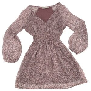 Abercrombie & Fitch  Y2k Babydoll Floral Chiffon Peasant Sleeve Mini Dress Med.
